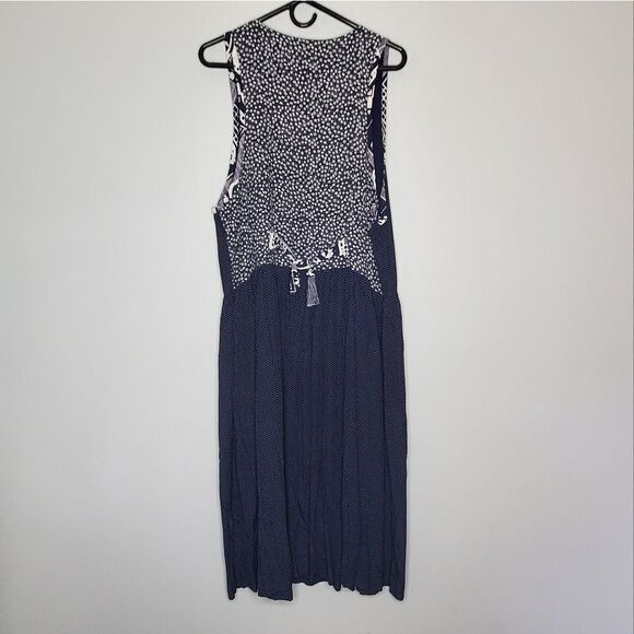 Sheri Martin 14 Vintage Dress Sleeveless Lightweight Blue White Button Up Front - Picture 2 of 7